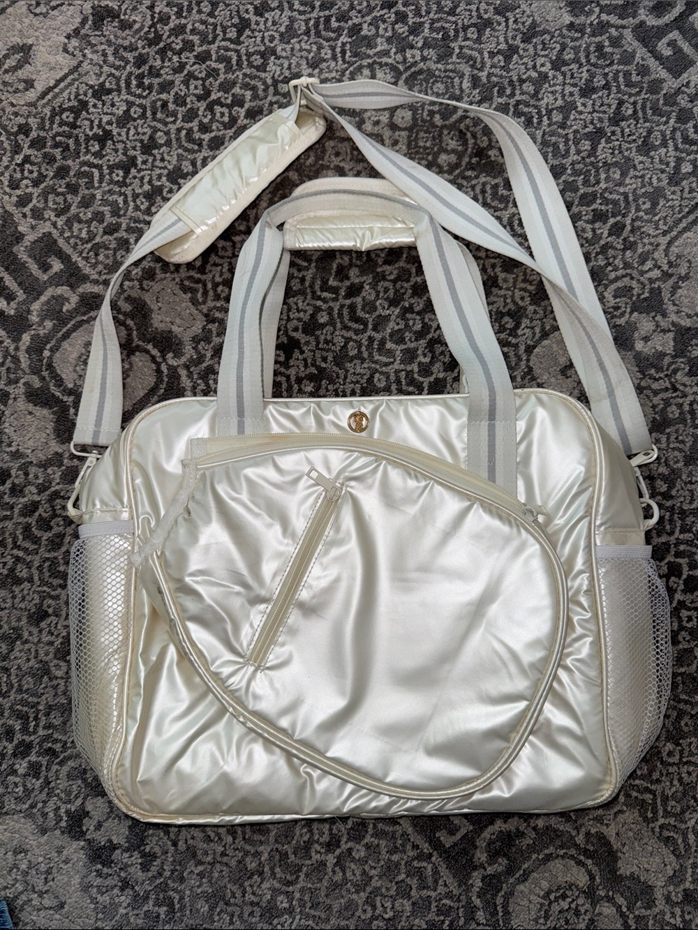 Simply Southern Cream Quilted pickleball bag Travel Tote Bag Crossbody Strap